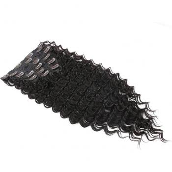 Double Weft Synthetic Hair Extensions 24 Deep Wave Dark Brown for Women