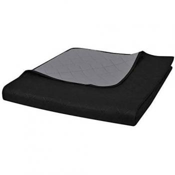 Copriletto Trapuntato a Doppia Faccia Nero/Grigio 220 x 240 cm cod mxl 73543