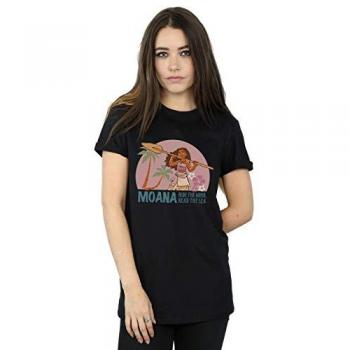 Disney Moana “Read the Sea” Boyfriend T‑Shirt, Black