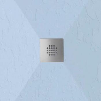 Stano – Réservoir de douche plat 80 cm × 80 cm, résine ardoisée gris cendre, grille inox