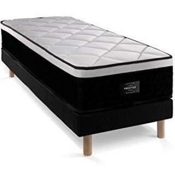 Sommier noir et matelas ressorts ensachés 90x190 cm