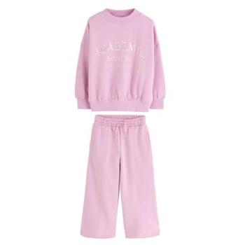 Next Pink Slogan Kids‑Set: Sweatshirt + Weite Bein Jogger – 3 bis 16 Jahre
