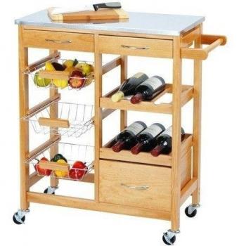 Carrito de Cocina con 3 Cajones de Madera Excellent Houseware
