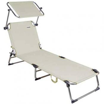 Sonnenliege Ibiza Creme Aluminium mit Sonnendach 190x59x29cm