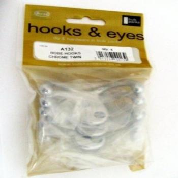Twin Chrome Robe Hooks – 4‑Pack Bulk