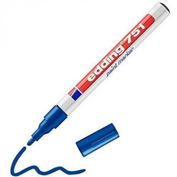 Marqueur de couleur bleue Edding 751 avec une pointe ronde 1-2 mm