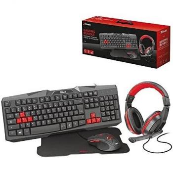 Lote Trust Teclado PC Cable Ratón y Auriculares Alfombrilla Gaming Español Ñ