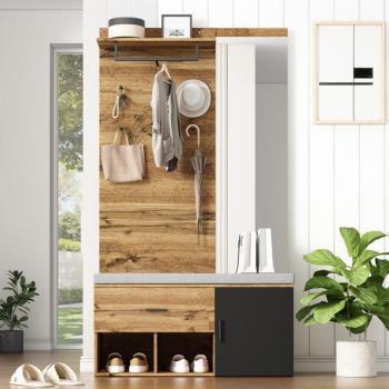 Eleganter Schrank in Holzoptik mit integrierter Schuhbank