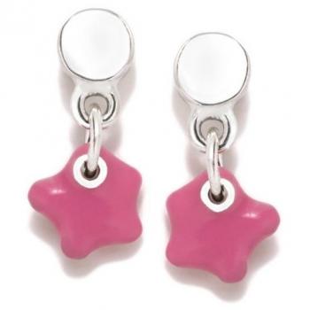 Pendientes Esmeralda Rosa Círculo Liso 925 m Agatha Ruiz de la Prada, Ley LULÚ Niña, 12 cm