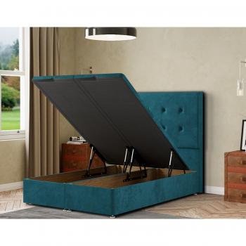 Emerald Plush Ottoman Bed with Matching Headboard