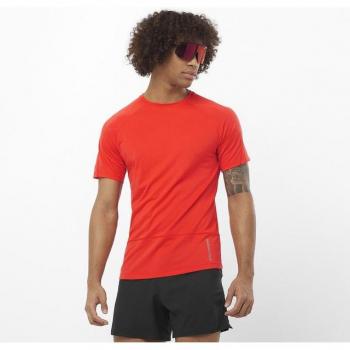Salomon Cross Run S/S Tee Löpartröja Herr Storlek L Färg orange/röd