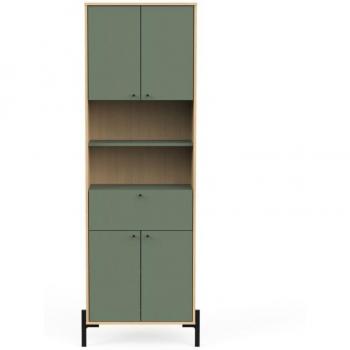 Colonne de Salle de Bain – 2 Portes, 1 Tiroir – L38,8 x P33,1 x H201,5 cm – Vert et Chêne – Demeyere