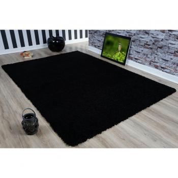 Serdim Rugs Living Room Shaggy Area Rug, Polypropylene, Black, 80x150cm