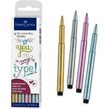Faber-Castell PITT Bille métallique Portefeuille (ensemble de 4)