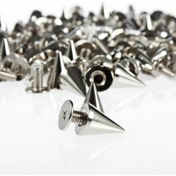 100 Pcs 9.5mm Silver Cone Studs for DIY Accessories