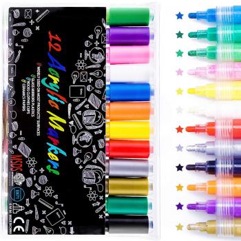 Acryl-Maker Set: Wasserfeste Marker in 12 lebendigen Tönen