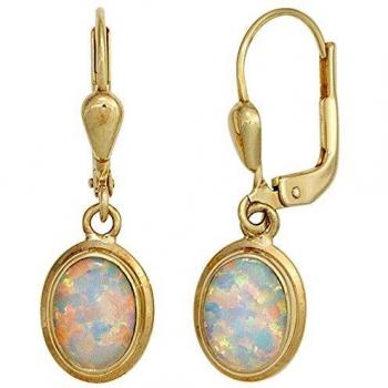 Edelstein-Ohrringe 333 Gold, JOBO Ovale Opal‑Klassiker