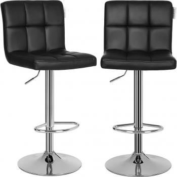 Sgabelli da Bar con Schienale, Set di 2, Nero