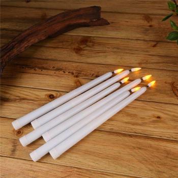 Flickering Battery Operated Taper Candle in Yellow with Black Wick for Holiday Decor (6/12/24 Pieces)