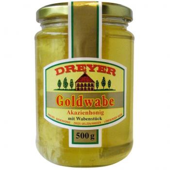 Dreyer Goldwabe‑Honig (Akazie) – 500 g, inkl. Wabenstück