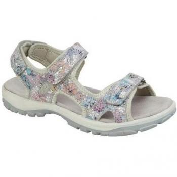 Sandalias de cuero floral Mod Comfys para mujeres 9 UK gris