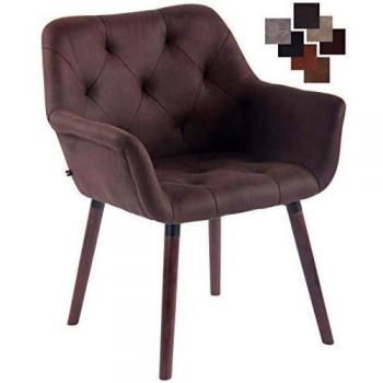 CLP Chaise de Salle à Manger Cassidy I Rembourré Similicuir I Design Vintage I Chaise Retro avec Accoudoirs et Dossier : Marron Foncé, Noix