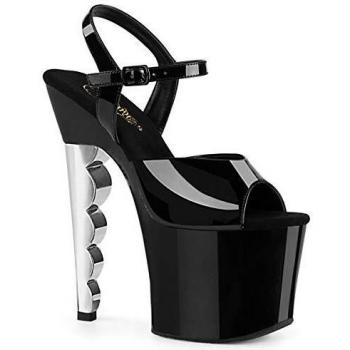 Pleaser SCALLOP-709CH Damen Plateau Sandalette, Schwarz/Silber, EU 40