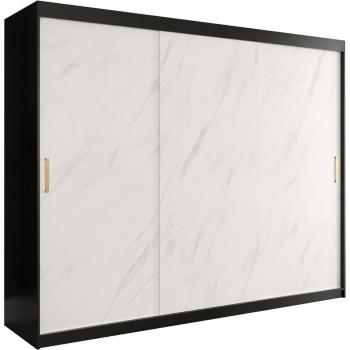 Armadio Scorrevole Hartford 251 Nero Opaco + Marmo