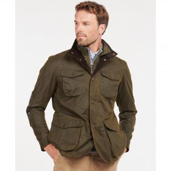 Chaqueta Waxed Cotton Barbour Ogston para Hombres (L, Oliva)