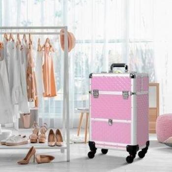 Valise de beauté portable rose 34X25X62 cm