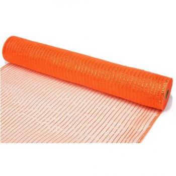 21inch x 10yard Sparkly Deco Mesh with Silver Stripes