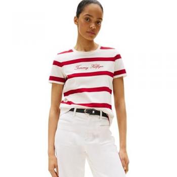 Tommy Hilfiger Kurzarmshirt mit Logo Écru