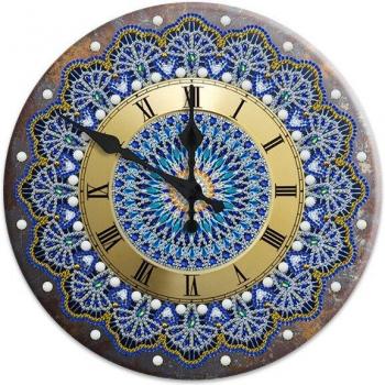 Metal Tin Mandala Diamond Painting Clock, 5D Cross Design