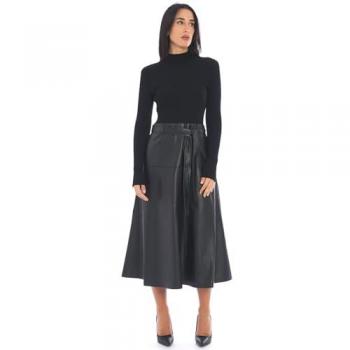 Twinset , Black A-Line Dress with Ribbed Detailing ,Black female, Sizes: S