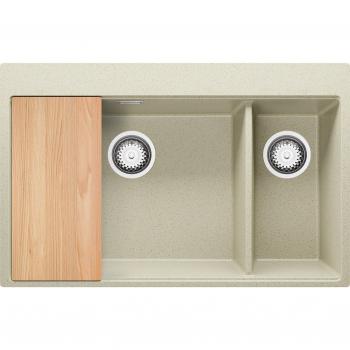 Oslo Fusion – Evier Granit Beige 78x50cm + Planche à Découper