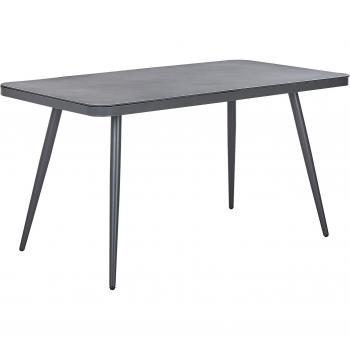 Gartentisch grau 140x80 cm Aluminium für 4 Personen mit rechteckiger Glasplatte