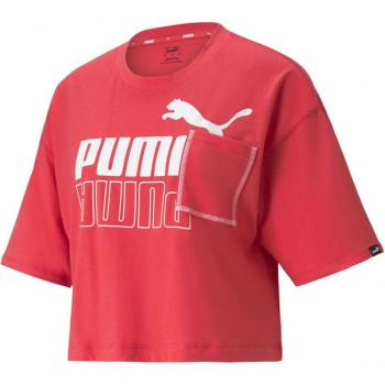 Puma Rosso Donna T-Shirt Power Boxy Pocket S