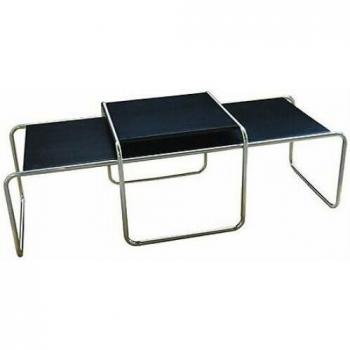 Set de 2 Tables Basses Empilables – Bois et Acier – Noir