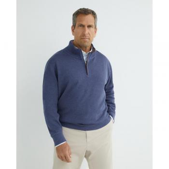 Sweat à col zippé Sacker Rib bleu 3XL pour homme