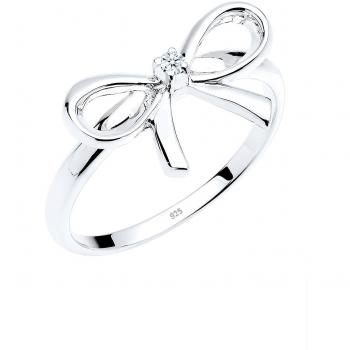 DIAMORE Damenring mit Schleife und 0.02 ct. Diamant in 925 Sterling Silber