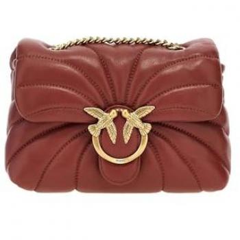 PINKO Red Leather Crossbody Bag with Love Birds Buckle
