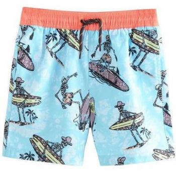 Blue Skeleton Wave Shorts for Kids 3-16