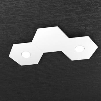 Plafoniera Moderna Esagonale in Metallo Bianco con 2 Luci LED 12X2W
