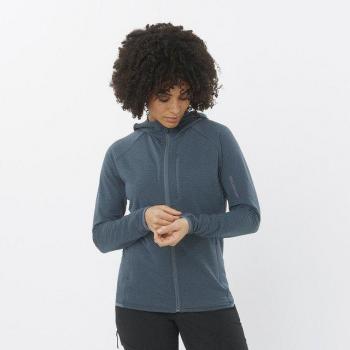 Salomon Essential Lightwarm Fleecejacke mit Kapuze Damen M blau