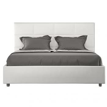 Letto Contenitore Imbottito Similpelle Bianca Mika 160x210