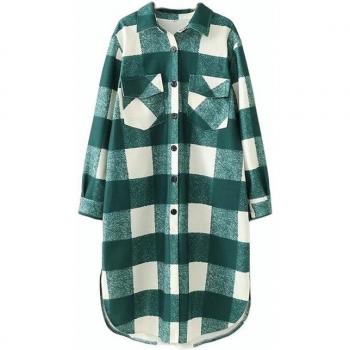 Longue veste femme à carreaux, design surdimensionné