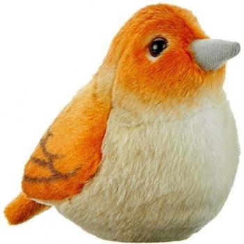 Peluche sonore rossignol orange 15 cm