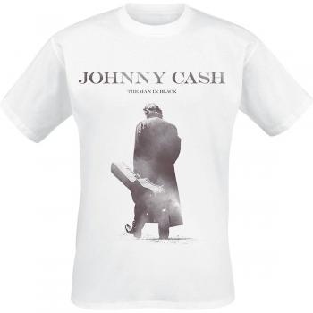 Homme T-Shirt Johnny Cash Walking Guitar – Disponible S à XXL – Blanc