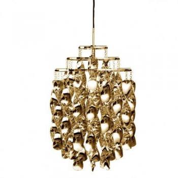 Verpan Spiral SP01 Pendelleuchte (gold mit Glaskugeln)
