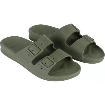 Claquettes Vert Kaki Talon Plat Femme